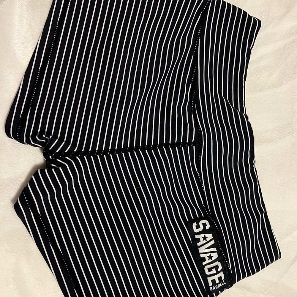 Savage Barbell Monochrome Striped Activewear